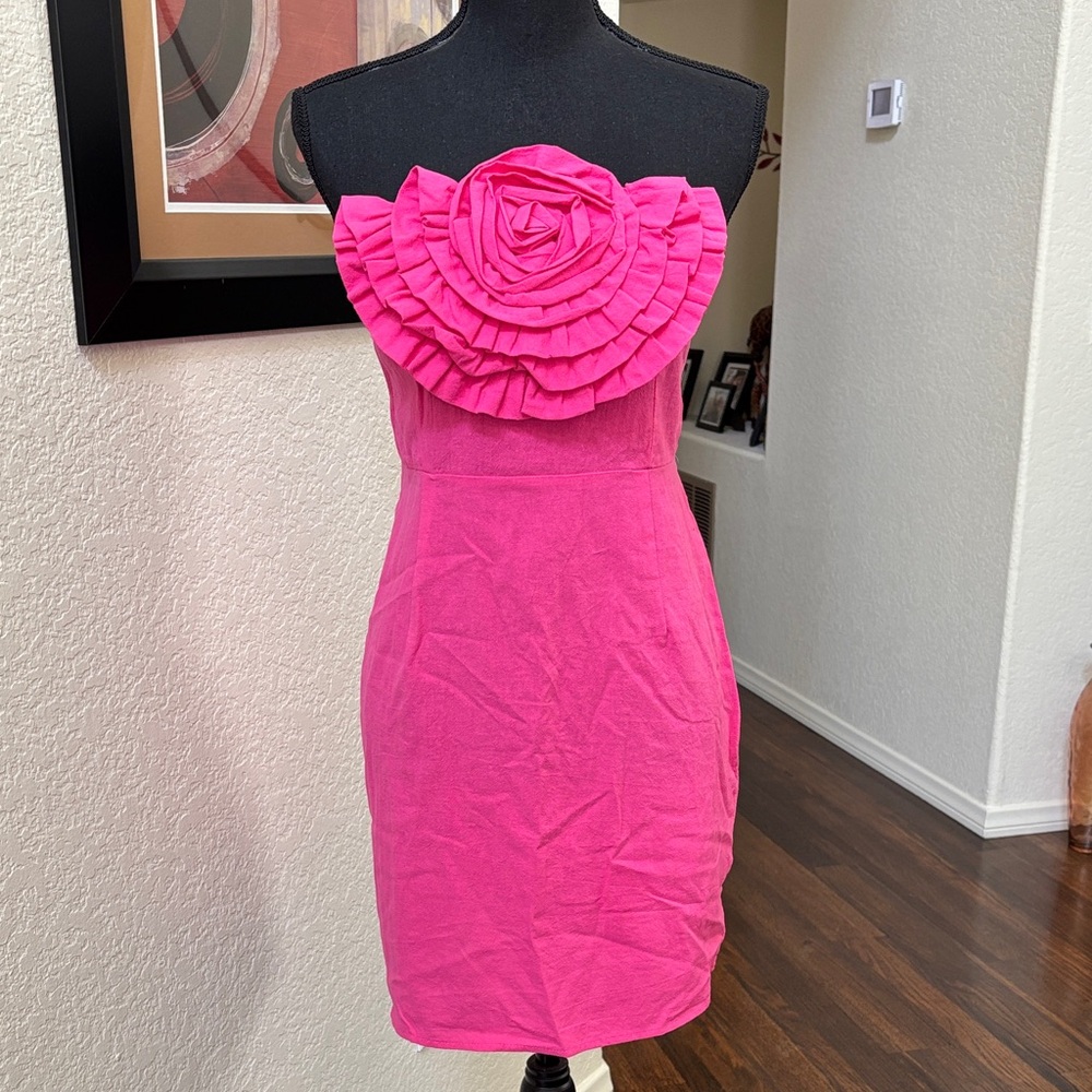Elegant Pink Strapless Dress